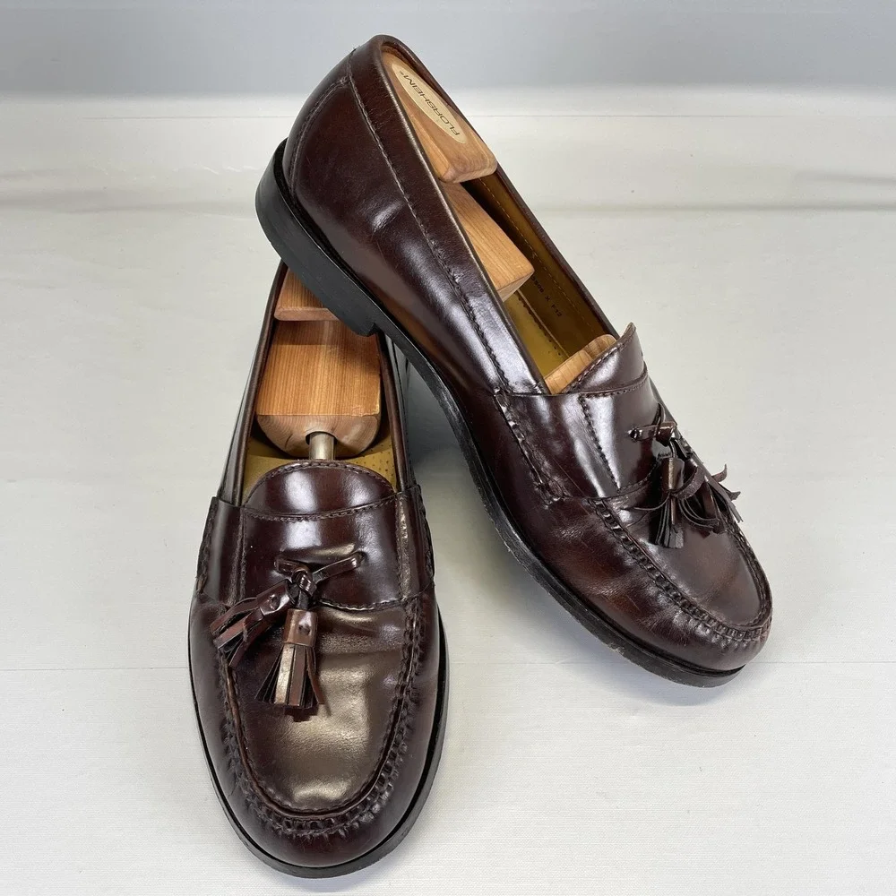 Cole Haan Tassel Loafers Mens Size 10 D Brown Leather Slip On Casual Dress Shoes